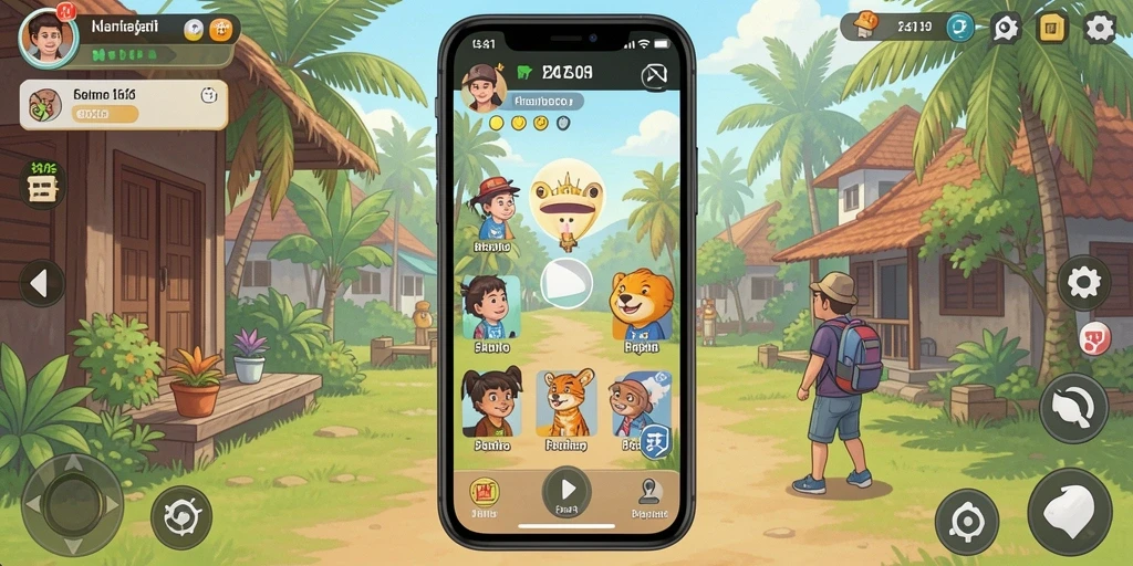 Layar menu dengan berbagai pilihan level yang tersedia.